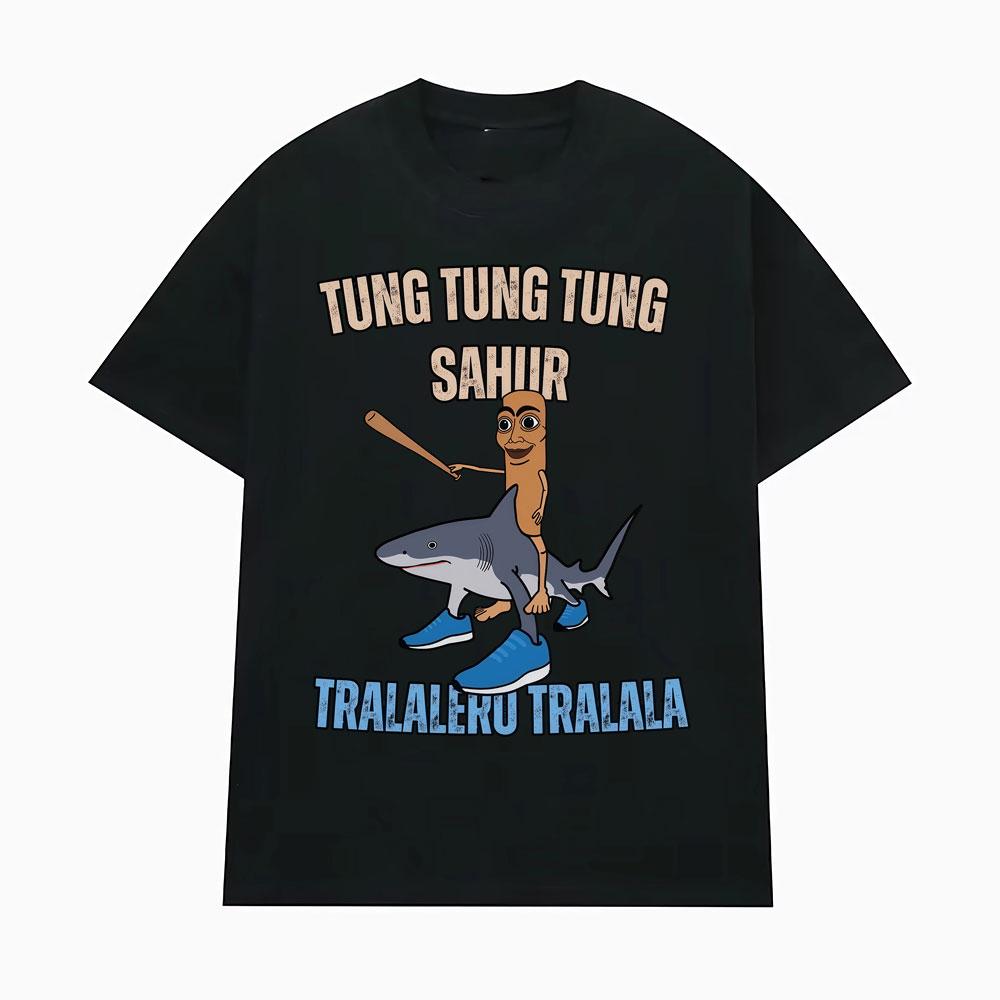 Italian Brainrot Funny Meme T-Shirt Tralala Tung Tung Cotton Breathable Short Sleeve Top Men'S And Women'S Casual T-Shirt