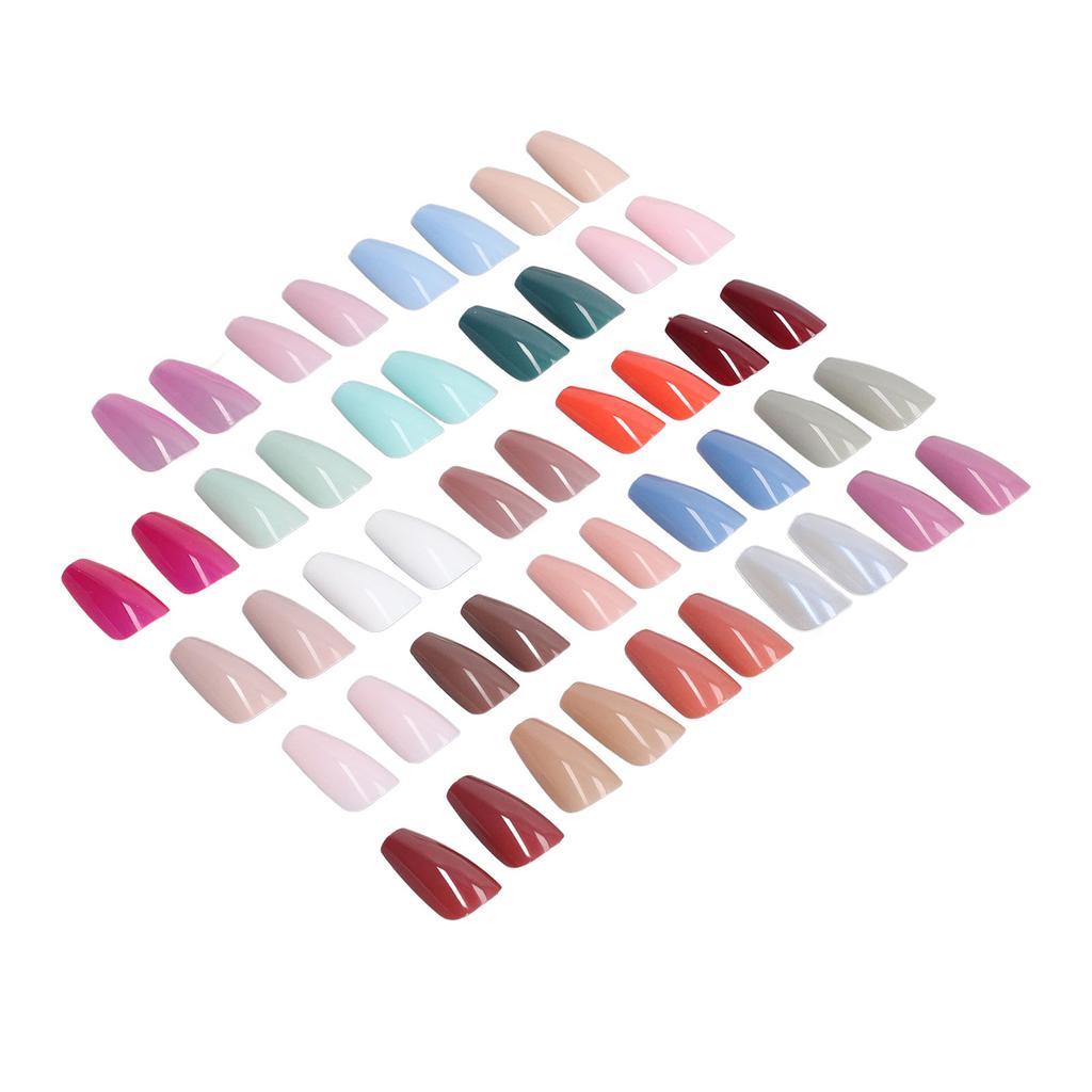 576pcs Press On Coffin Fake Nails Glossy Full Cover Color Mixing Different Size Ballerina False Nails