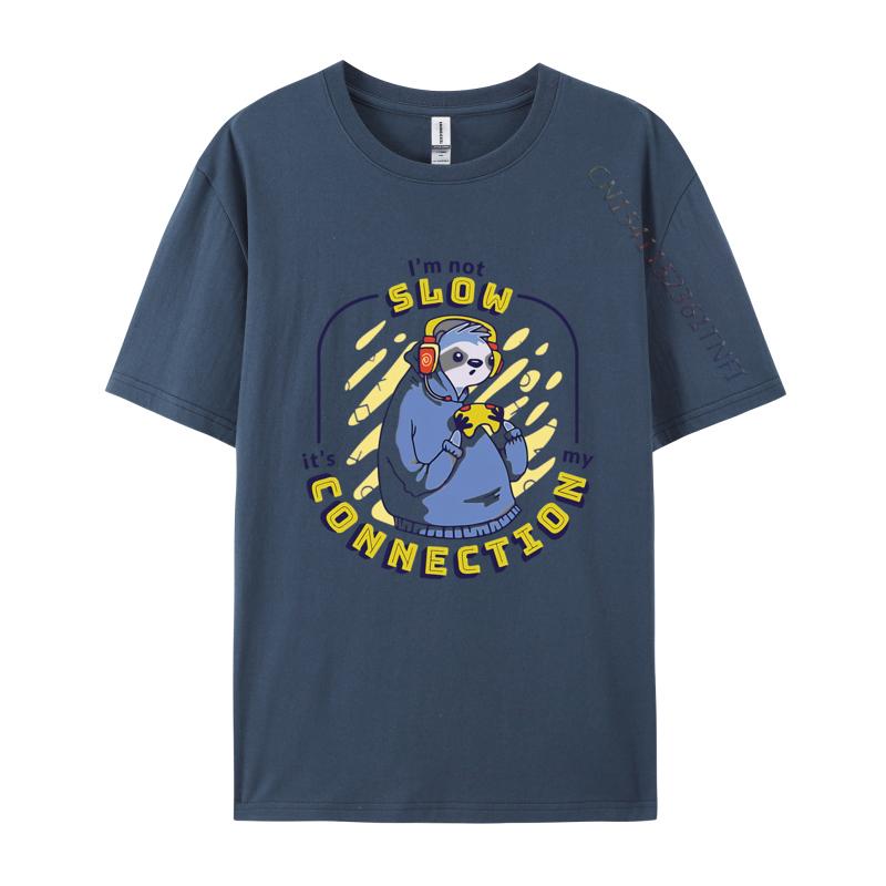 Slow Connection Sloth Gamer Funny Sloth Tshirts Men Clothess Tshirts Unique TShirt Cotton Gothic Animes Alternative