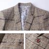 Fashion Men Plaid Lapel Slim Fit Blazer Jacket Coat One Button Business