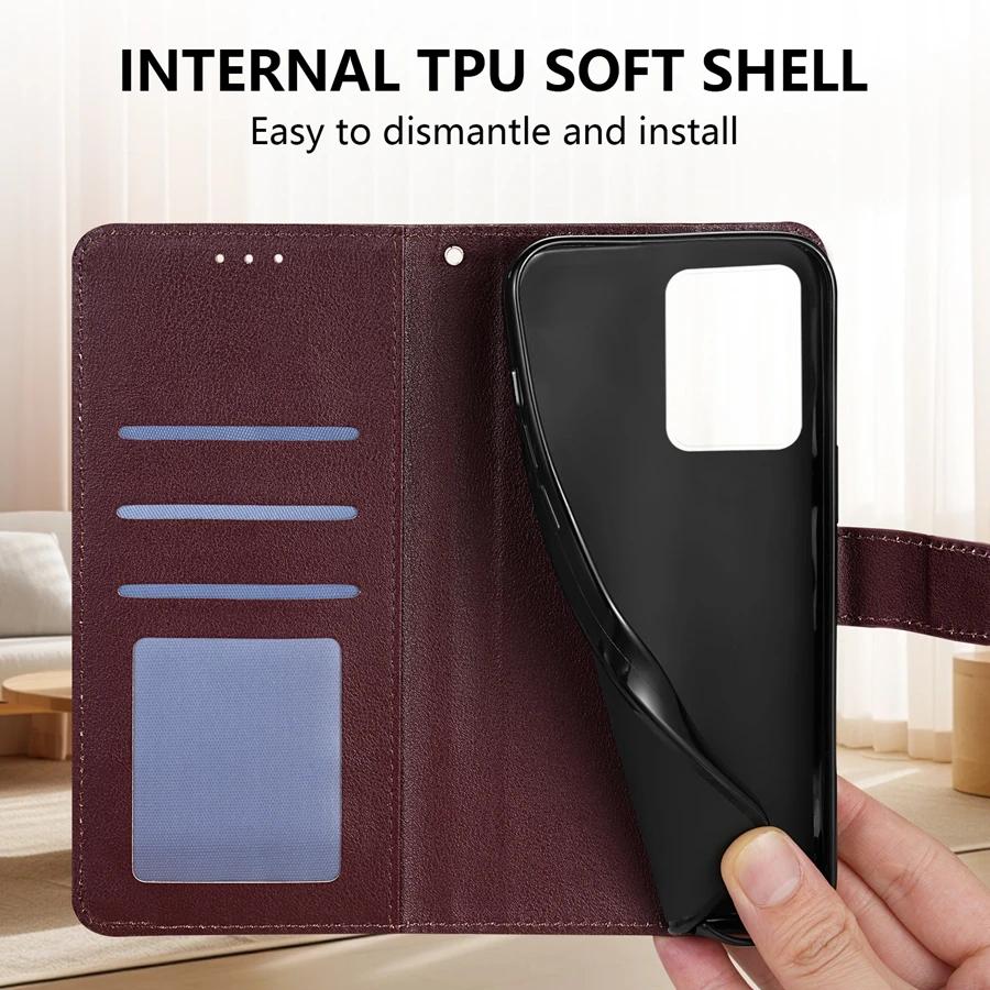 Wallet With Card Slot Photo Frame Kickstand Classic Style Magnetic Flip Leather Case For Xiaomi 14T 14T Pro Shockproof Card Bag