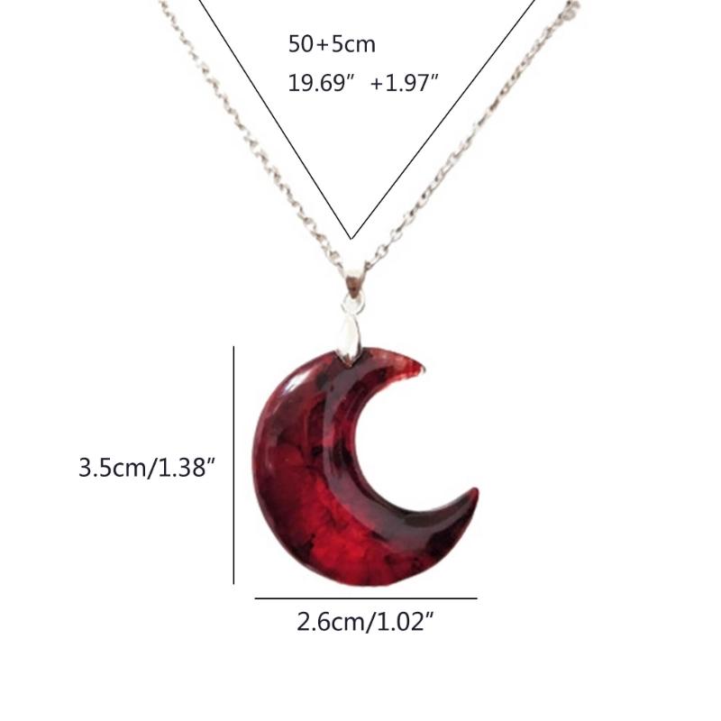 Blood Crescent Moon Pendant Necklace Clavicle Chain Necklace Simple Choker Thin Chain Necklace Jewelry for Women Girls