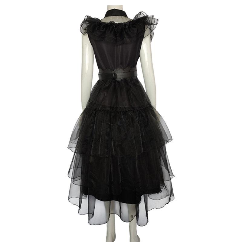 Wednesday Addams Kids Dress Cosplay Costume Party A-shaped Tiered Skirt