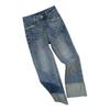 Damen Retro Kontrastnaht Gerade Jeans - Sommer Stretch Schlanke Zigarettenhose