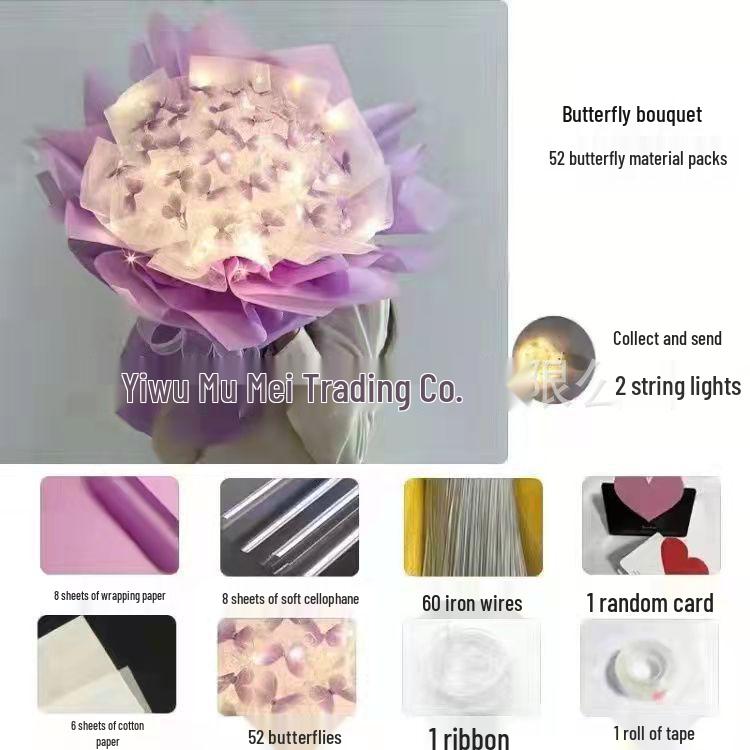 Cross-border Valentine's Day Butterfly Bouquet DIY Kit - Handmade Gift for Girls & Besties.