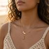 Gold Starfish Pendant Necklace Pearl Shell Charm Chain Necklace Summer Collarbone Necklace