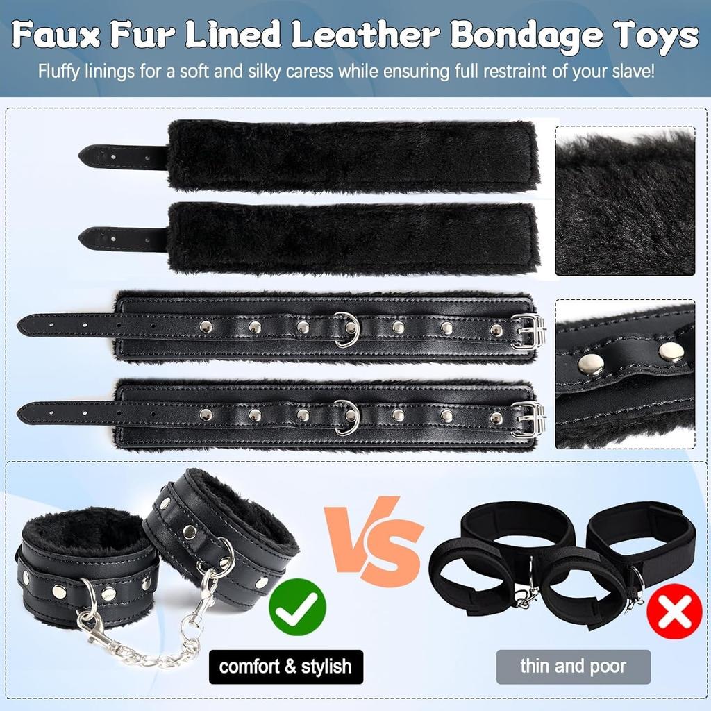 Male Handcuff Bondage Sex Toy Set Men Dildo Restraint Gears Mouth Gag Ass Spank Legcuffs 18+ Couple SM Slave Game Leash Set