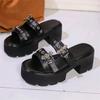 Fashion Metal Decoration Sandals Women Designer Summer Slippers Buckle Vampire Cosplay Platform Black Gothic Women Shoes Slippers
