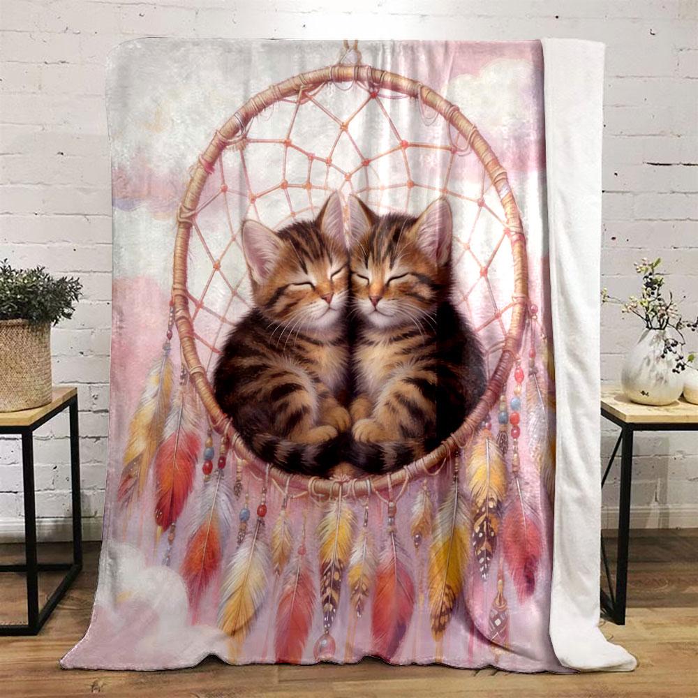 

Multi-Sizes Cat Dreamcatcher Print Blanket Home Travel Camping for Adults and Kids Luxury Gifts Suitable for All Seasons. 75x90cm