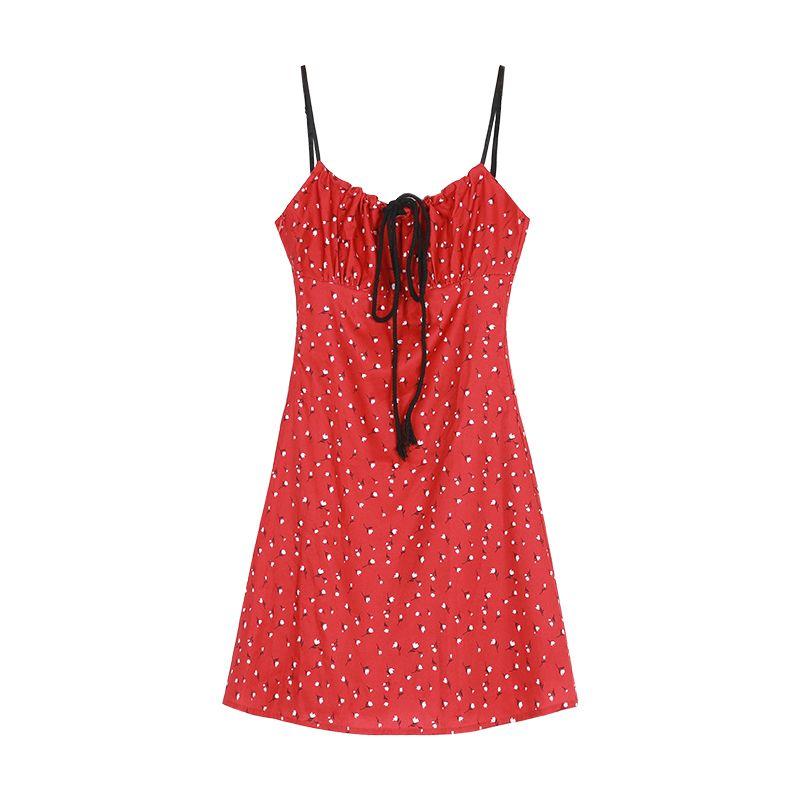 

Красное цветочное летнее платье-сарафан в морском стиле для отпуска Red M