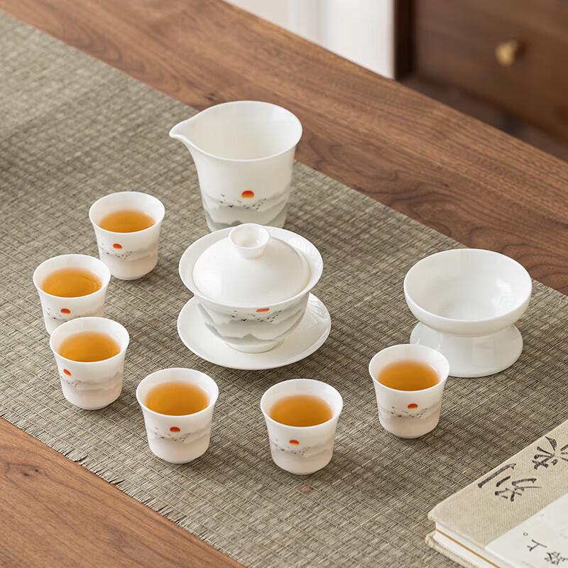 Zisha Gold-Inlaid Jade Porcelain Tea Set