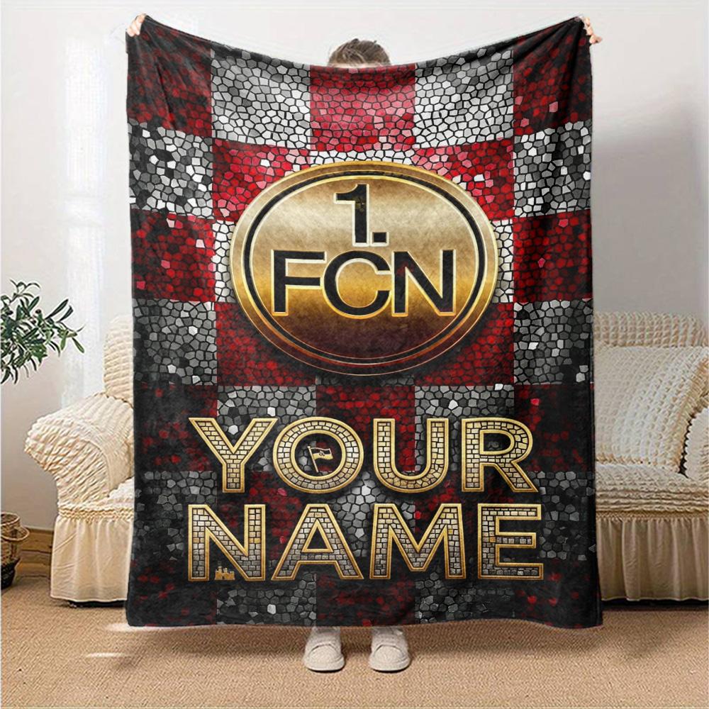 Name Custom 1.FC Nürnberg Logo Print Flannel Blanket High Quality Warm Comfortable Cover for All Seasons Perfect for Gifts Home Decor