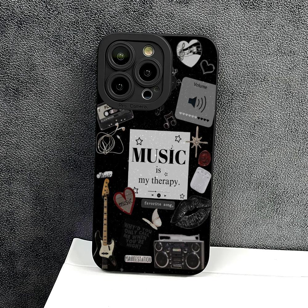 Music themed pattern phone case suitable for iPhone 17 16 15 14 13 12 11 Pro/Max/Plus anti drop and shockproof back cover