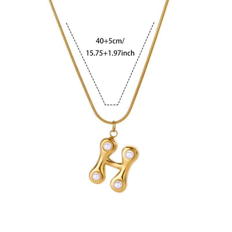 Vintage Stainless Steel Glossy Letter Necklace Female Zircon Cute Bubble English Letter Pendant Necklace New