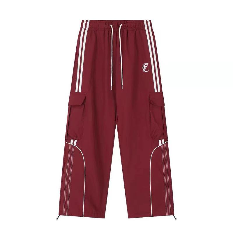 Unisex Striped Elastic Waist Wide-Leg Casual Pants