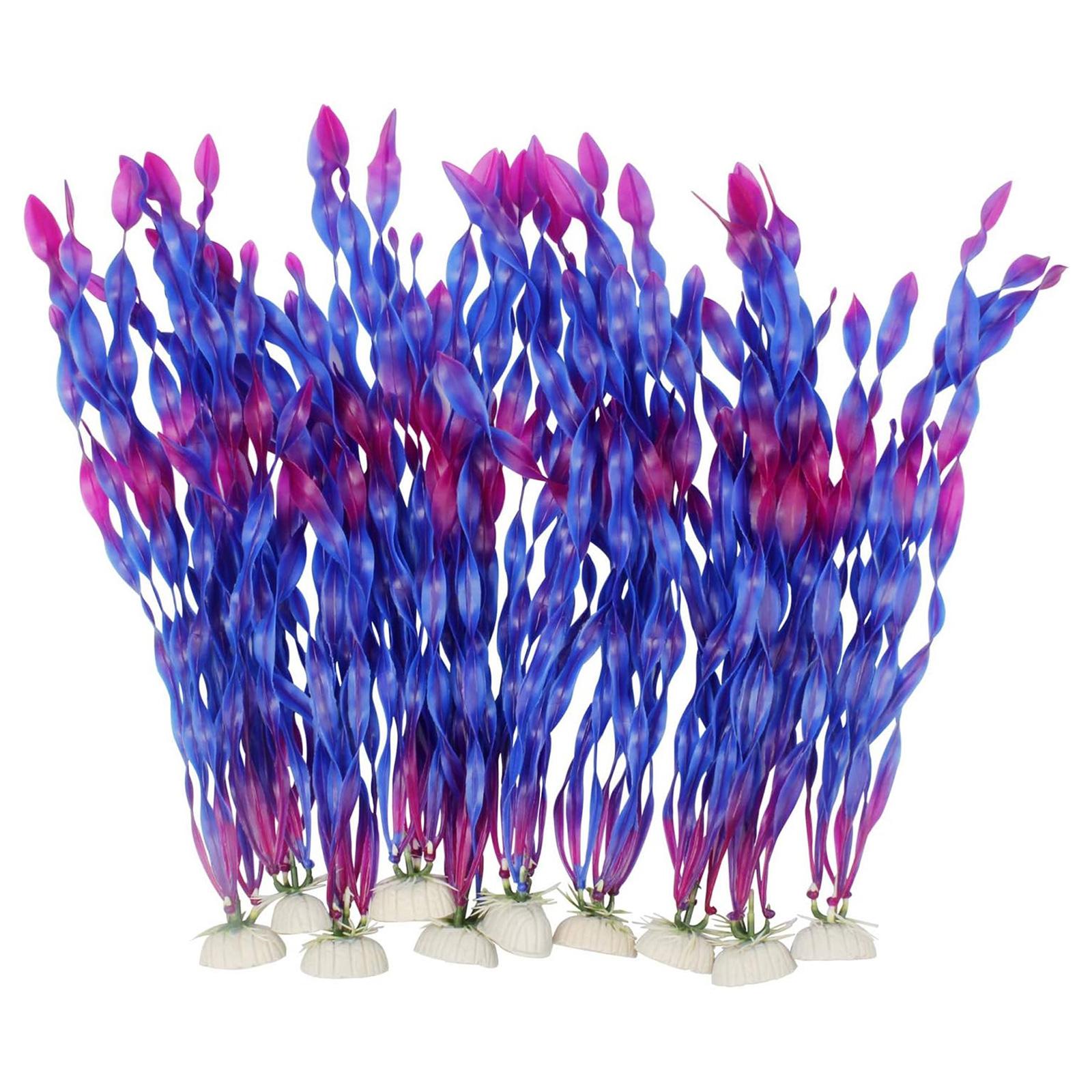

10Pieces Underwater Seaweed Decors with Ceramic Base For Aquarium Landscape Fishtanks Scene Setting Accessories фиолетовый