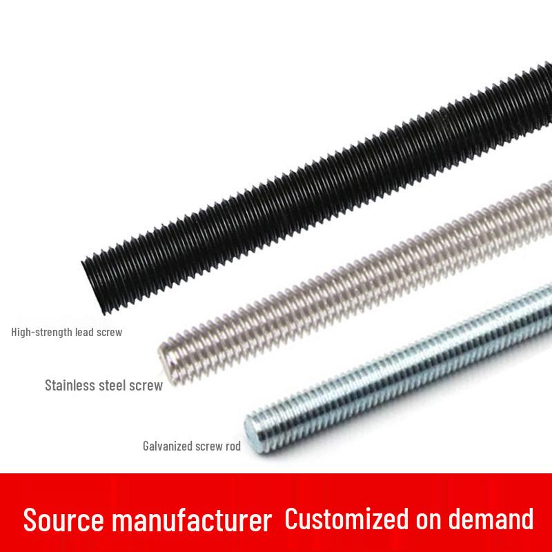 High-Strength Black Galvanized 304 Stainless Steel Fully Threaded Rod, 1 Meter