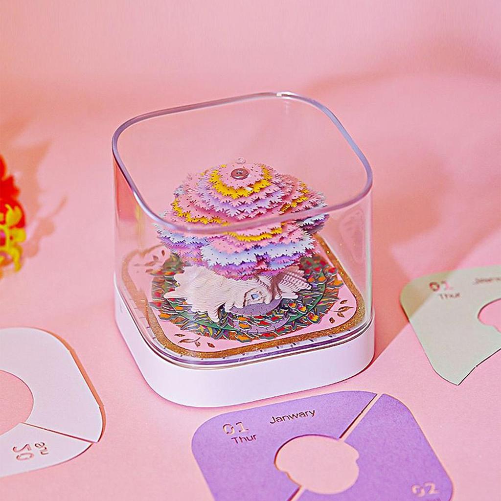 Colorful Tree House Desk Calendar 3D Tear Away Paper Carving Art Memo Pad Holiday Office Desktop Decoration Gift