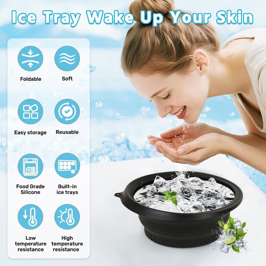 Silicone Ice Face Bowl with Built-in Ice Tray - Collapsible Facial Ice Bath Mold for Skin Tightening, Cold Therapy, Acne Relief & Pore Minimizing