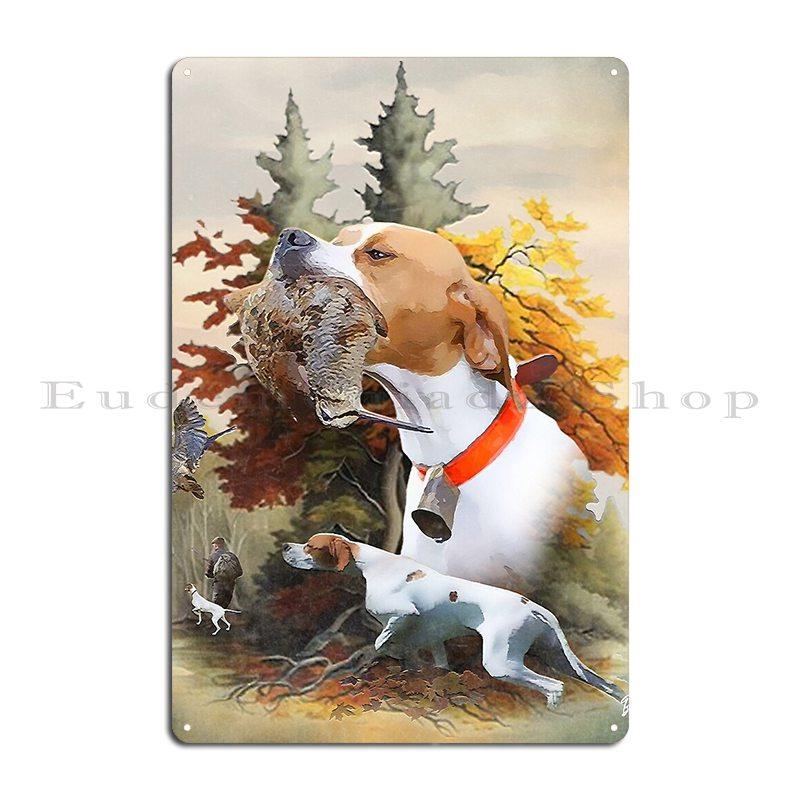 English Pointer Woodcock Hunting Art Metal Plaque Poster Funny Living Room Wall Cave Home Designing Tin Sign Poster