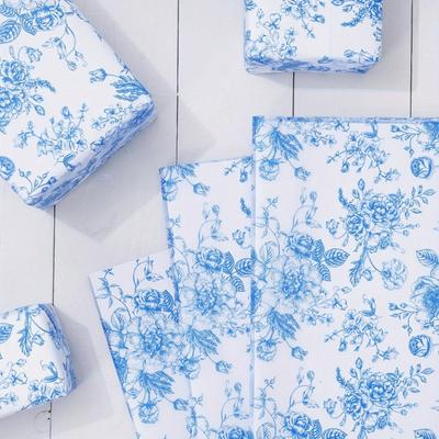 1 juego 20 piezas Papel de Regalo Floral Azul Grande Diseño Vintage Papel de Seda para Regalo Papel de Arte para Manualidades DIY Decor140