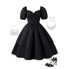 Modisches schwarzes Prinzessinnenkleid für Kinder, Frühling und Sommer, Elegantes Hepburn-Stil-Kleid für Mädchen