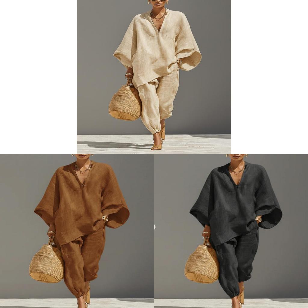 Ensemble chemise et pantalon décontracté pour femme pour le printemps, avec poches, pour un port quotidien relaxant