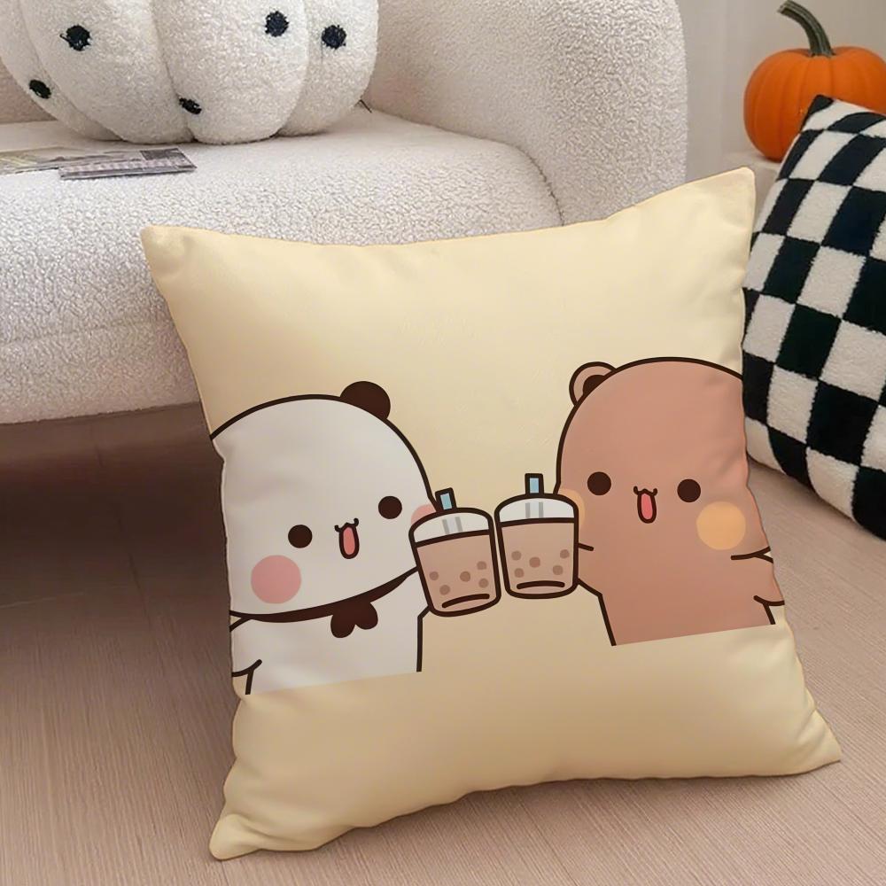 Cute Lovely B-Bubu And D-Doodle Cushion Cover Throw Pillow Cover Hidden Button Durable Polyester Chair Cushion