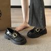 Platform loafers women's 2025 new spring and summer one-pedal flat-soled single shoes, college style explosion, British style small leather shoes