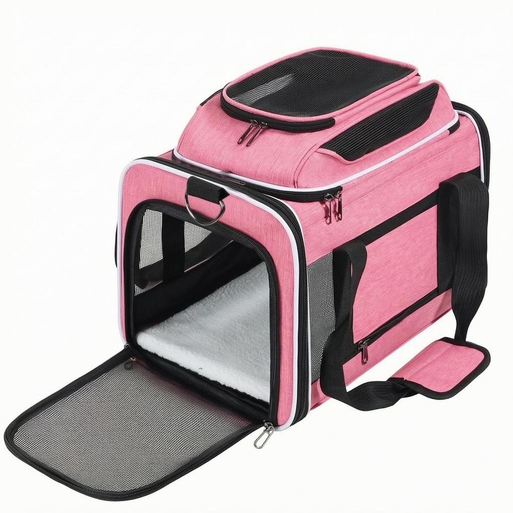 Oxford Cloth Pet Carrier with Mesh Panels Breathable Shoulder