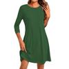Women's Fashion Casual Color Round Neck Three-quarter Sleeve Short Dress