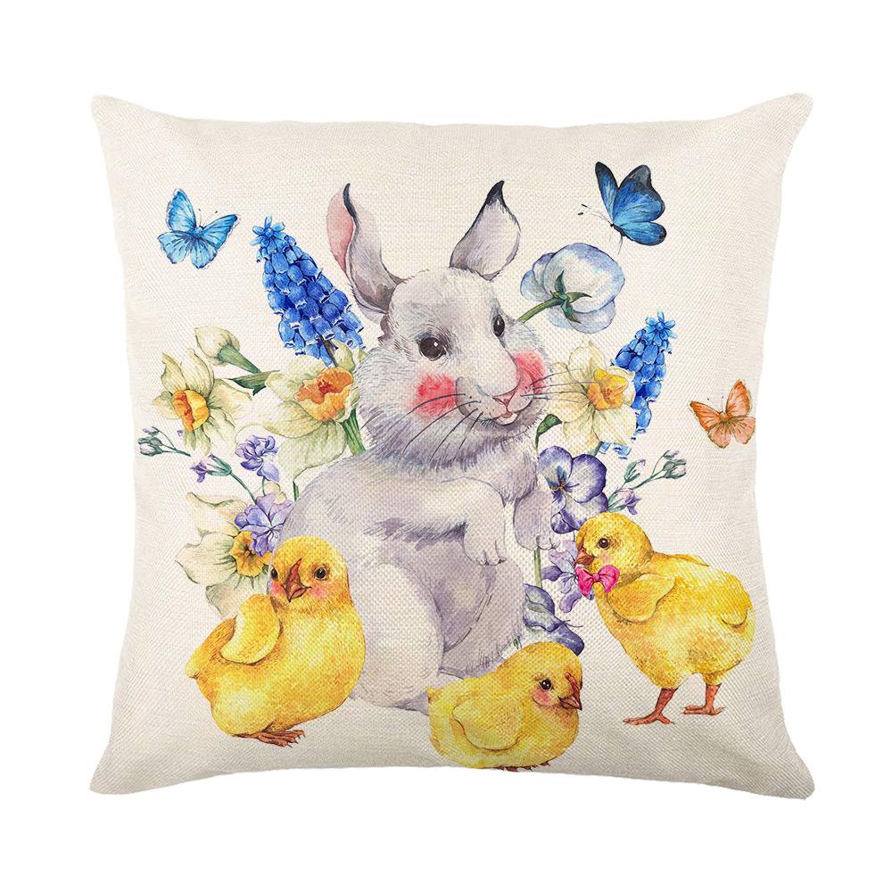Home Nordic Easter Bunny Pillow Cover Sofa Pillow Bedside Pillow Cover Linen Pillow Cover