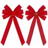 Red Christmas Bows Outdoor Decorations Large Christmas Tree Top Bow Velvet Wreath with Glitter Gold Edge Front Door Decoration
