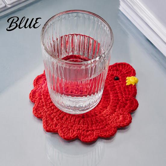 Cozy Home Afternoon Tea Decor Handmade Crochet Hen Coasters for Drinks Cute Cartoon Yarn Cup Mats Heat Decorative Kitchen Accessories Resistant