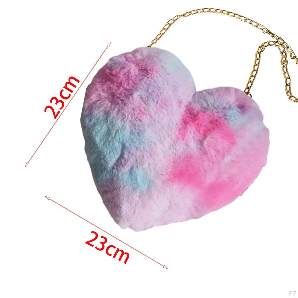 Hear Shaped Purse Women Plush Chain Shoulder Bag Fashion Zipper Closure Pouch Handbag Crossbody