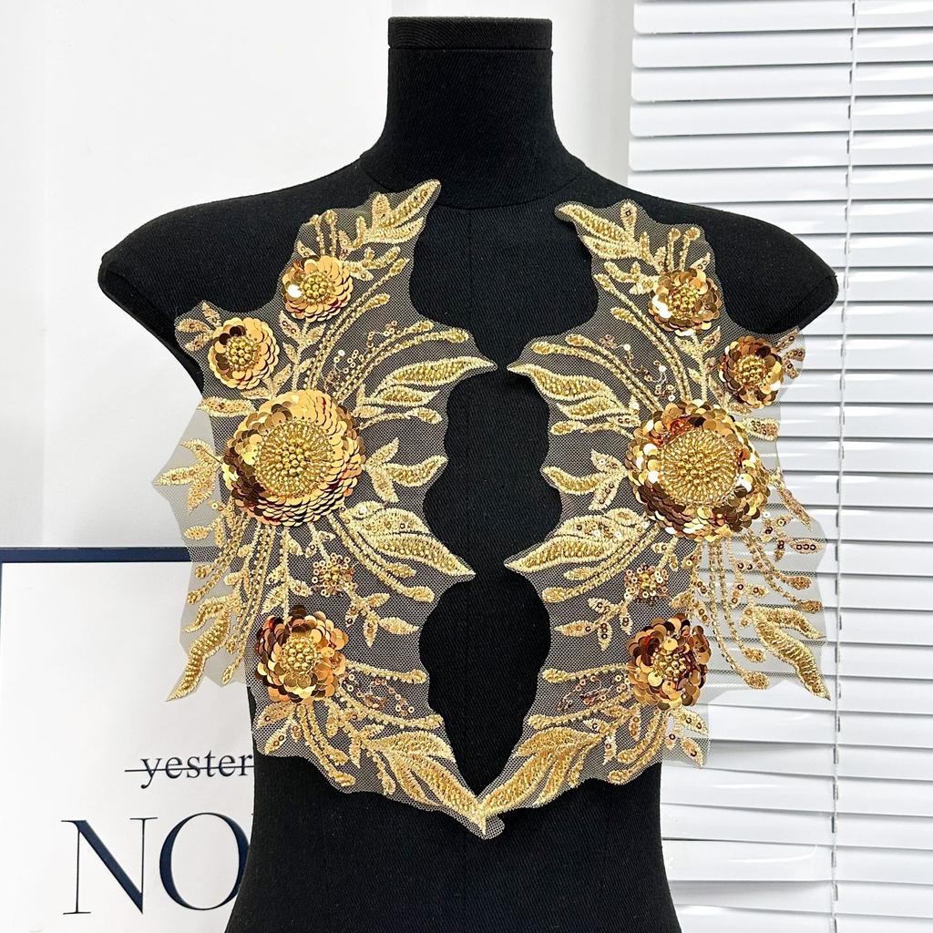 Fashion Mesh Sequined Flower Cloth Sticker Dress Wedding Stage Performance Clothing Clothing Accessories Lace Embroidery Sticker