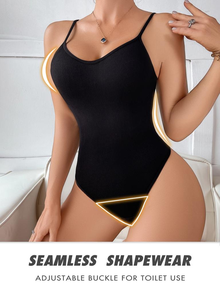 Super Sale V Neck Spaghetti Strap Bodysuit Compression BodySuits Open Crotch Shapewear Slimming Body Shaper Smooth Out