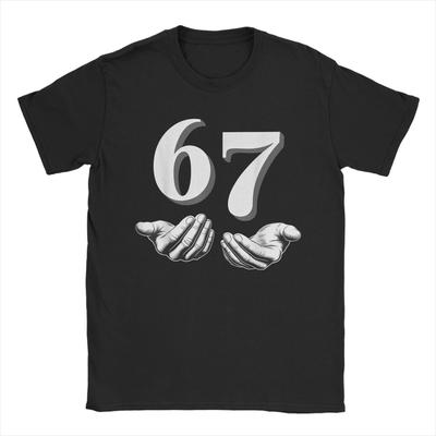Fashion Six Seven 6 7 Meme Funny Hands T-Shirts Men Round Collar 100% Cotton T Shirt Gen-Alpha Slang Tee Shirt Gift Idea Merch