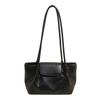 Minimalist Leather Shoulder Bag for Women with Flap Cover Long Strap Elegant Daily Carry Bag