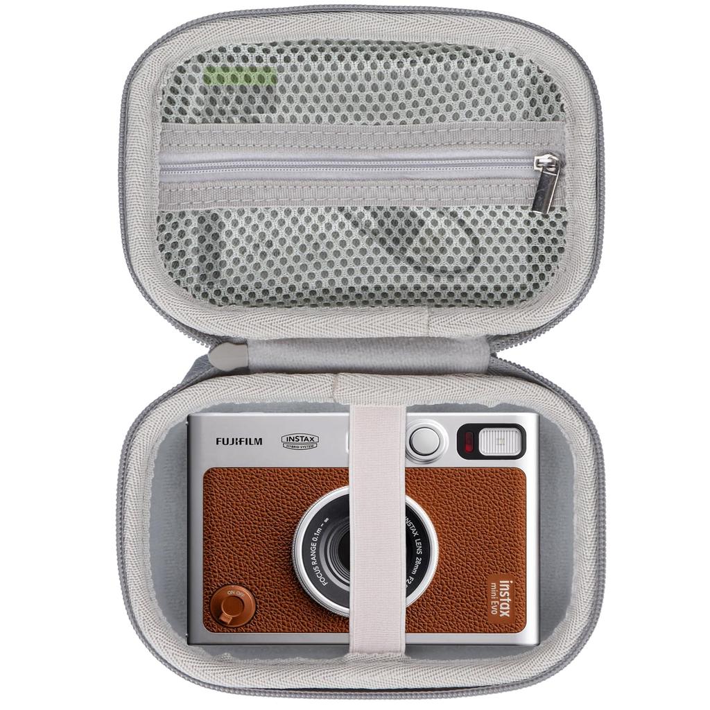 Lebakort Storage Case Compatible with Fujifilm Instax Evo, Instax Mini Evo Hybrid Instant Digital Camera and Printer (Brown Case)