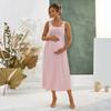 New European and American Summer Elegant Women's Clothing Sleeveless Ribbed Knitted Maternity Dress Long Dress Women