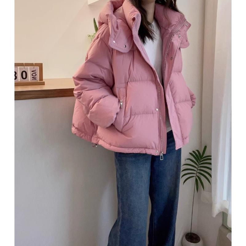 

Korean Loose Cotton Coat Fashionable Hooded Versatile Long-sleeved Cardigan Solid Color Top L рожевий