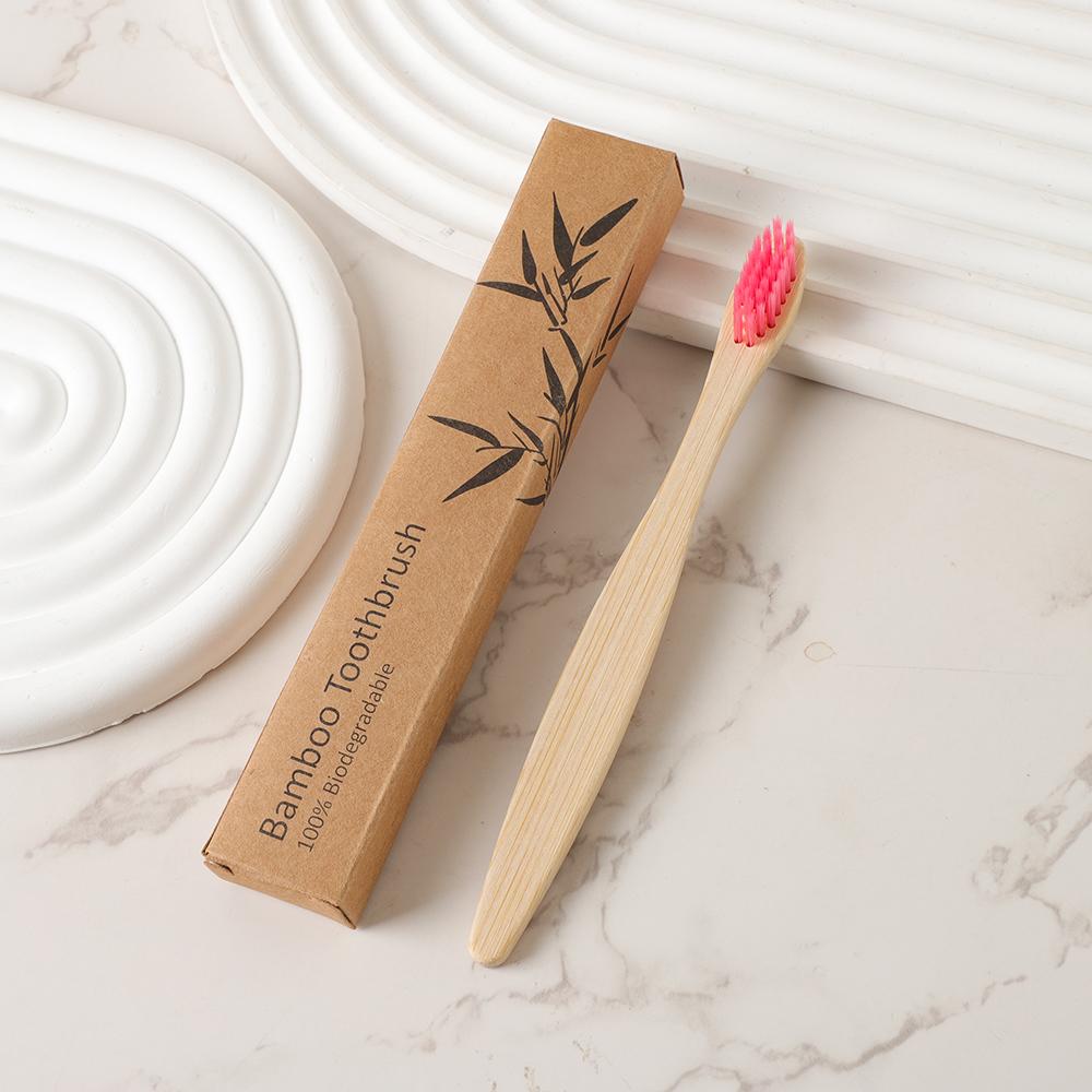 Ready Stock Fast Shipping Custom Kids Soft Natural BPA Free Biodegradable Kraft Box Bamboo Toothbrush