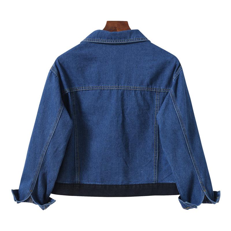 Plus Size Women's Denim Jacket Sweet Cool Color Collision Loose Tide Denim Jacket