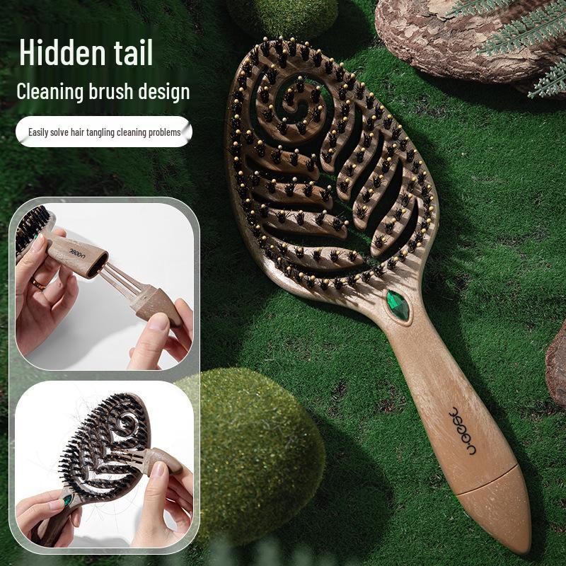 Anti-Static Hair Growth Volumizing Comb - Imitation Wood, Massage Bristles, for Long Hair Care