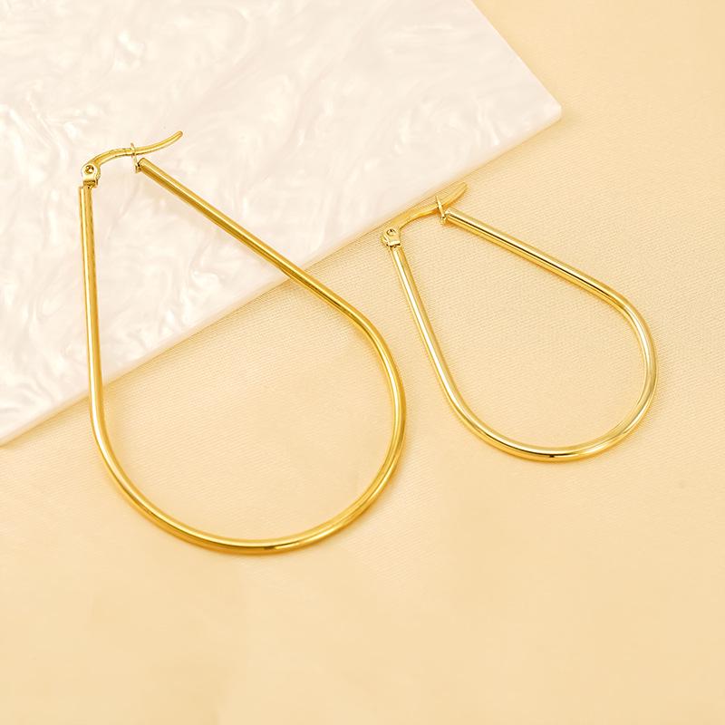 Geometric Water Drop Stainless Steel Earrings: European & American Fashion Trend