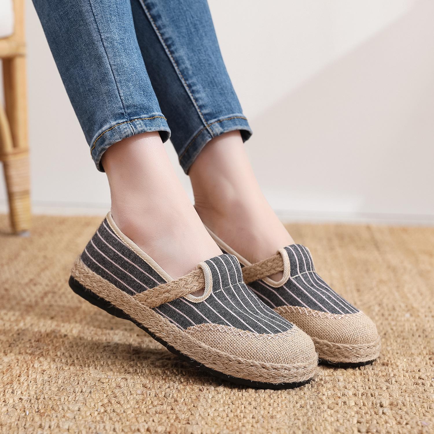 

Spring and summer new cloth shoes linen cloth shoes women s shoes one-pedal canvas shoes polyurethane non-slip soft-soled single shoes 36