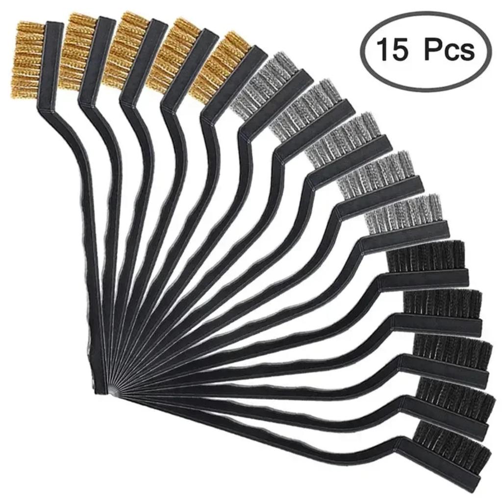 3-15pcs Wire Brush Set Curved Handle Brush For Cleaning Welding Slag Rust Removal Uses For Industrial Scrubbing Brush