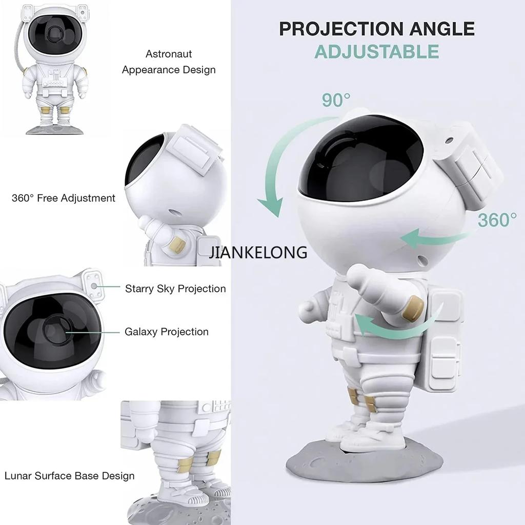 Spaceman Projection Lamp Seven Color Night Light Projection with 8 Free Effect Star Projector Remote Control for Indoor Bedroom