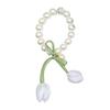 Magnetic Curtain Tiebacks, with Pearl And Tulip Buds Decor, Easy Fixing No Drilling Curtain Ties for Home Bedroom Living Room
